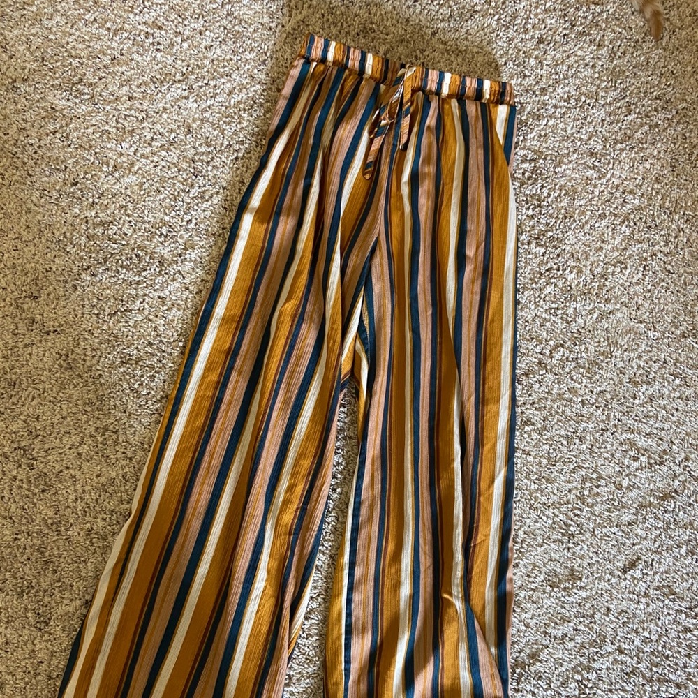 Stripped Palazzo Drawstring Pants